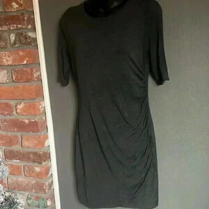 24/7 Maurices Soft Knit Shirt Dress Elbow Sleeve Gray Size S